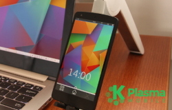 Экран блокировки мобильной версии Plasma — Plasma Mobile