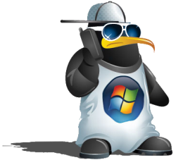 Модный Tux в футболке Windows Модный Tux в футболке Windows