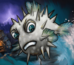 Рыбка Puffy, талисман OpenBSD, в шторм Рыбка Puffy, талисман OpenBSD, в шторм