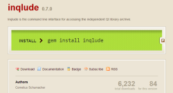 Скриншот страницы Inqlude на сайте rubygems.org